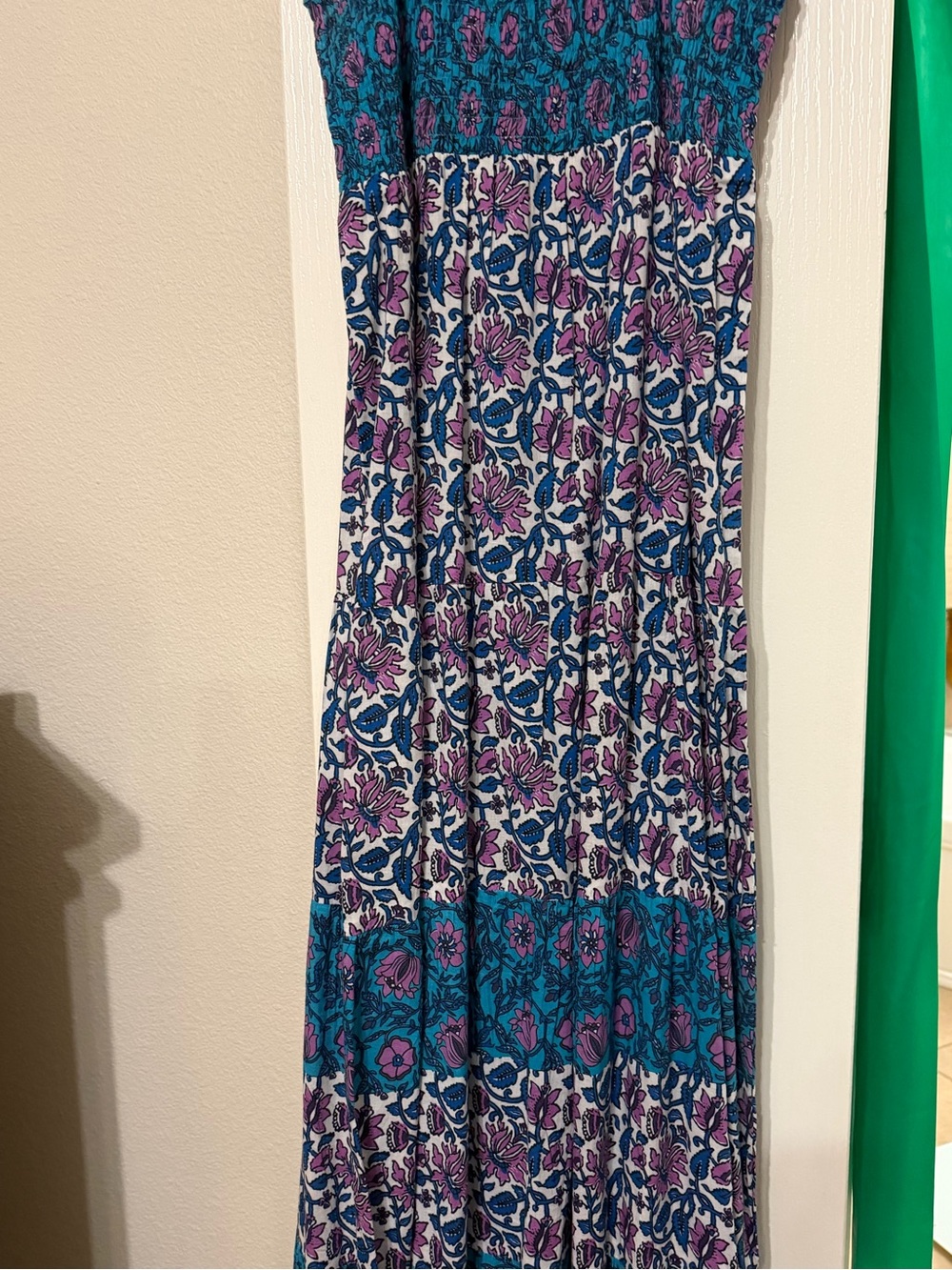 Bindu brand Women's Teal and Purple Floral Maxi dress small